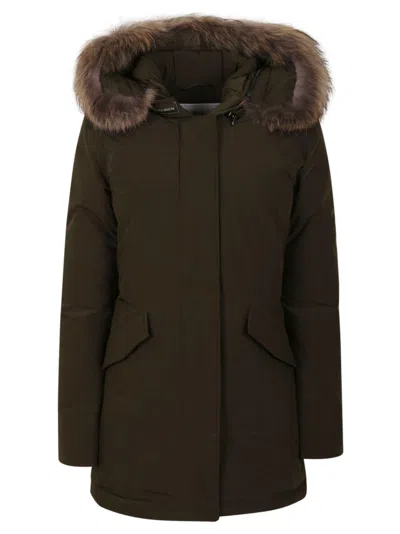 Woolrich Luxury Arctic Raccoon Parka In Green
