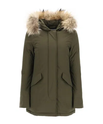 Woolrich Luxury Arctic Raccoon Parka In Green