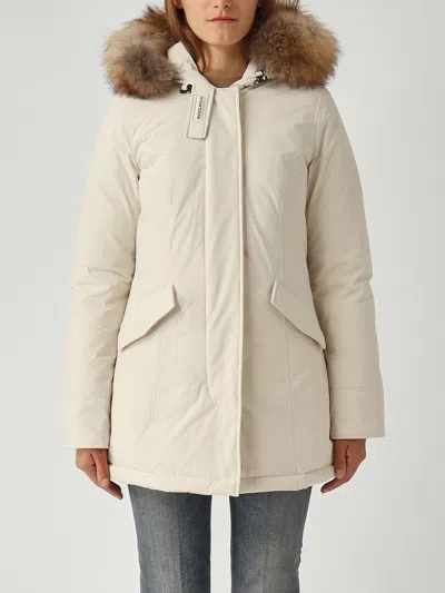 Woolrich Luxury Arctic Raccoon Parka Jacket In White