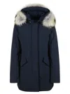 Woolrich Luxury Arctic Raccoon Parka In Melton Blue