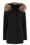 Woolrich Arctic Parka With Removable Fur Blue In Black