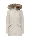 Woolrich Cotton Blend Parka Coat In Milky Cream