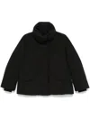 Woolrich Black Coat With High Collar And Boxy Silhouette In Black