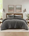 Woolrich Lyon Waffle Washed 3-pc. Comforter Set, Full/queen In Gray