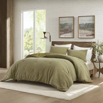 Woolrich Lyon Waffle Washed Comforter Set In Green