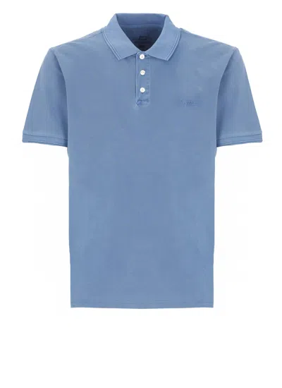 Woolrich Cotton Collared Polo Shirt In Blue