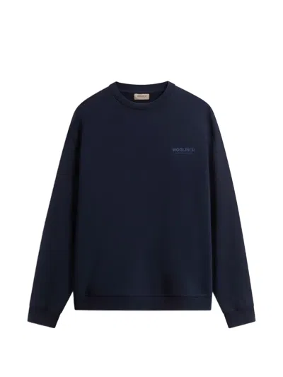 Woolrich Macro Logo Crew-neck Sweatshirt In Blue