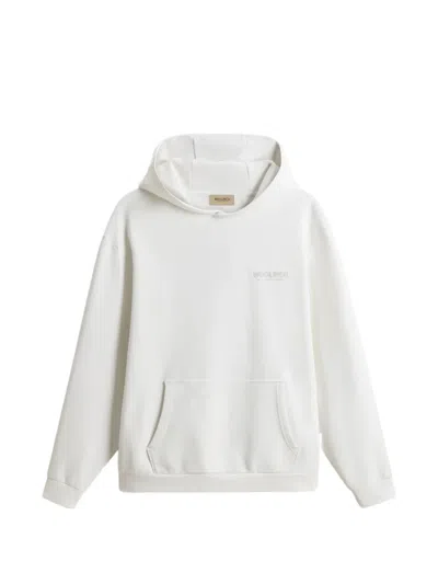 Woolrich Macro Logo Hoodie In White