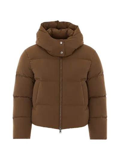 Woolrich Madison Hooded Puffer Jacket In Brown