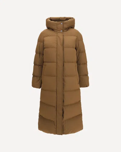 Woolrich Madison Quilted Matt Stretch Nylon Puffer Jacket In Brown
