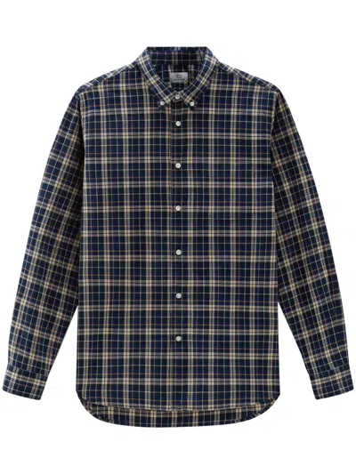 Woolrich Madras Cotton Shirt In Blue