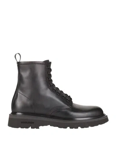 Woolrich Man Ankle Boots Black Size 9 Calfskin, Polyamide