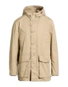 Woolrich Man Coat Beige Size Xs Cotton, Polyester In Nude