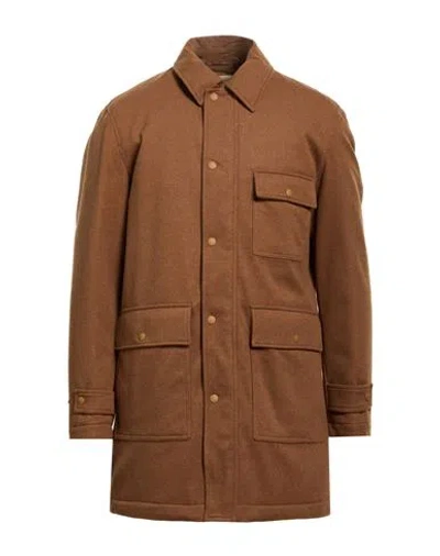 Woolrich Man Coat Camel Size S Virgin Wool In Brown