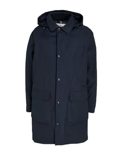 Woolrich Man Coat Midnight Blue Size L Cotton, Polyester