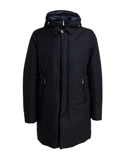 Woolrich Man Coat Midnight Blue Size S Virgin Wool, Silk In Animal Print