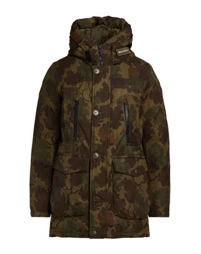 Woolrich Man Coat Military Green Size L Cotton In Gray