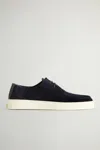 Woolrich Boat Shoes In Suede Leather In Blue