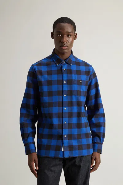 Woolrich Check Pattern Flannel Shirt In Blue
