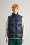 Woolrich Padded Quilted Sleeveless Vest In Blue