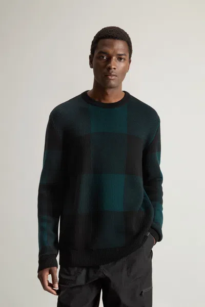 Woolrich Check-pattern Virgin Wool Sweater In Green
