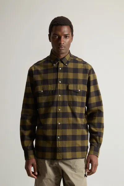 Woolrich Checked Pattern Flannel Shirt In Green