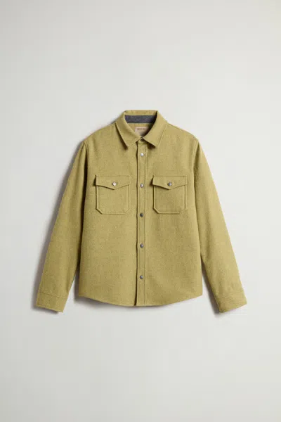 Woolrich Alaskan Melton Over Shirt In Khaki