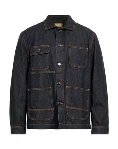 Woolrich Man Denim Outerwear Blue Size Xl Cotton In Black
