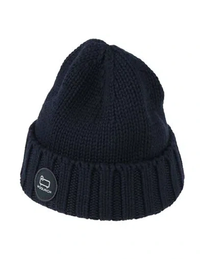 Woolrich Man Hat Navy Size Xl Virgin Wool In Blue