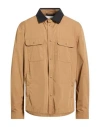 Woolrich Man Jacket Camel Size Xl Polyester, Cotton In Pattern