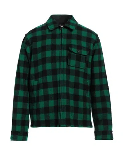Woolrich Man Jacket Green Size S Wool, Polyamide In Green
