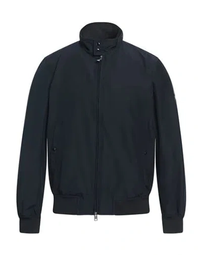 Woolrich Man Jacket Midnight Blue Size M Cotton, Polyamide In Blue
