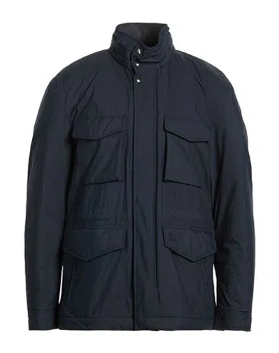 Woolrich Man Jacket Midnight Blue Size M Cotton, Polyamide