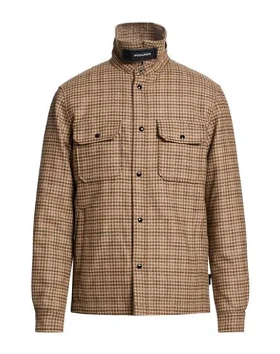 Woolrich Man Jacket Sand Size Xxl Wool, Polyester, Polyamide In Brown