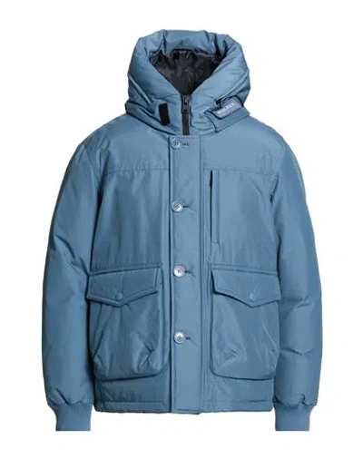 WOOLRICH WOOLRICH MAN JACKET SLATE BLUE SIZE S COTTON, POLYAMIDE