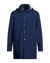 Woolrich Man Overcoat & Trench Coat Blue Size Xl Cotton