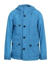Woolrich Man Overcoat Pastel Blue Size M Polyamide In Blue