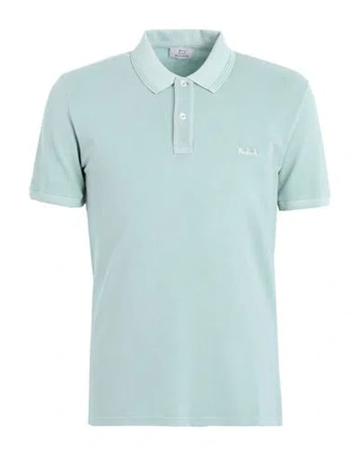 Woolrich Man Polo Shirt Light Green Size L Cotton, Elastane