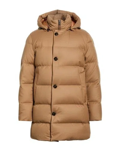 Woolrich Man Puffer Camel Size S Virgin Wool In Brown
