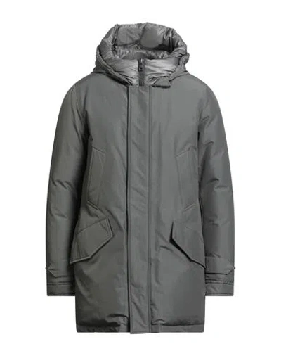 Woolrich Man Puffer Grey Size M Cotton, Polyamide In Gray