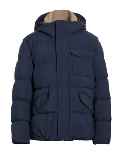 Woolrich Man Puffer Navy Size Xxl Polyamide In Blue