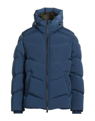 Woolrich Man Puffer Slate Blue Size L Polyamide, Elastane In Black