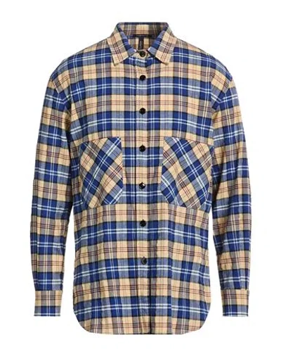 Woolrich Man Shirt Blue Size L Linen, Cotton