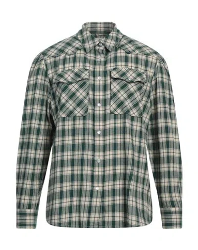 Woolrich Man Shirt Dark Green Size L Cotton