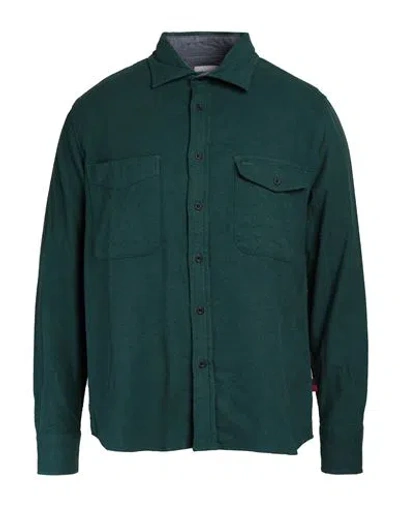 Woolrich Man Shirt Emerald Green Size Xs Cotton