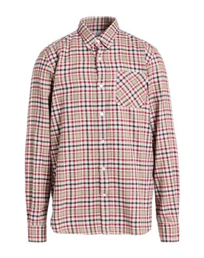 Woolrich Man Shirt Garnet Size L Cotton, Wool In Brown