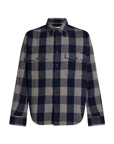 Woolrich Man Shirt Grey Size Xxxl Cotton In Blue