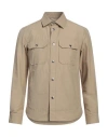 Woolrich Man Shirt Sand Size L Cotton, Polyamide In Beige