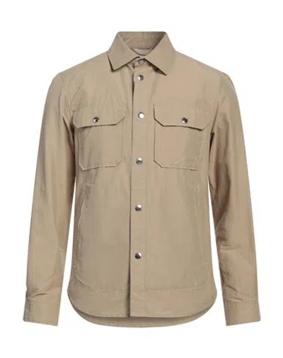 Woolrich Man Shirt Sand Size L Cotton, Polyamide In Beige