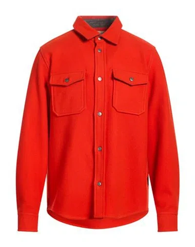Woolrich Man Shirt Tomato Red Size Xl Virgin Wool, Polyamide